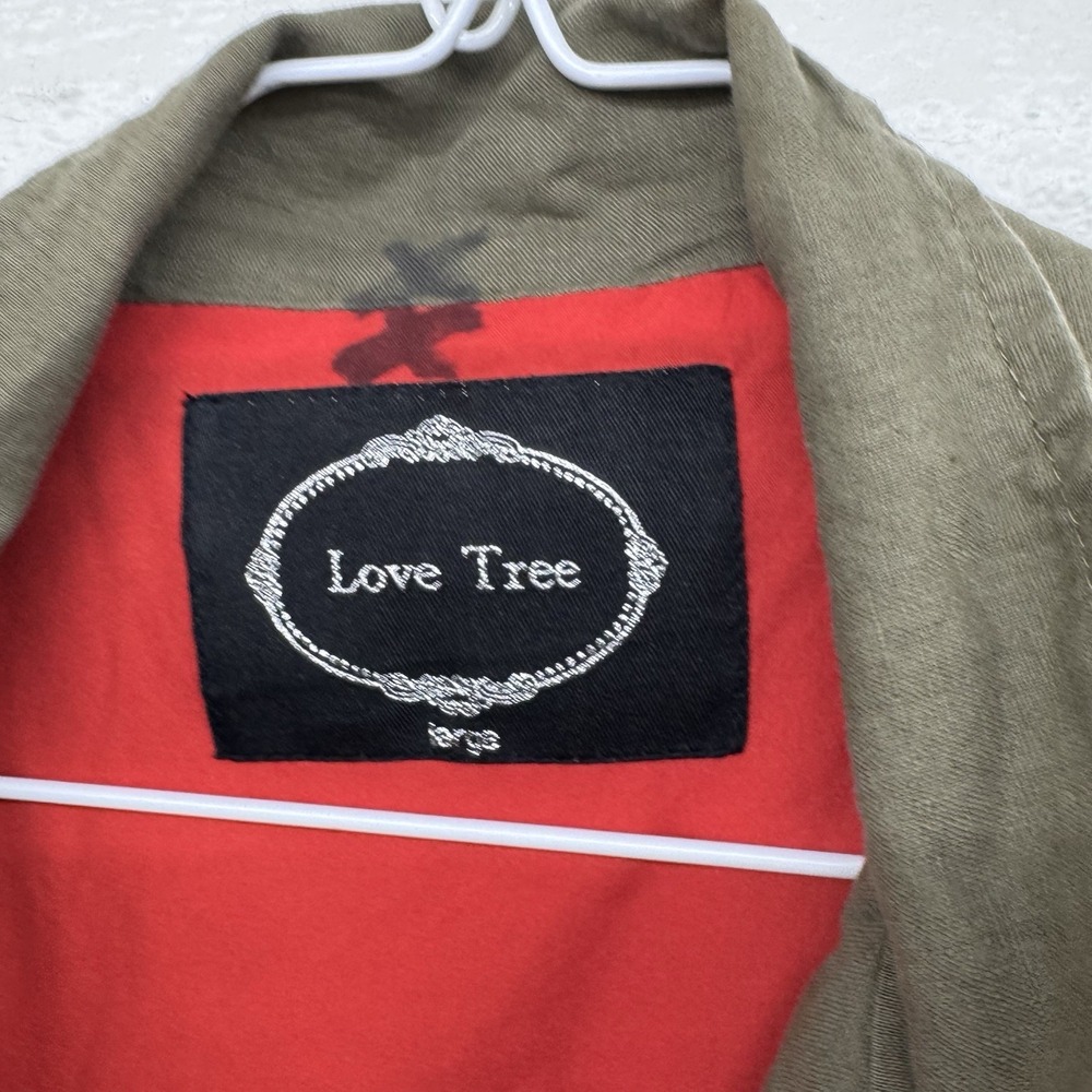 Love Tree Olive Green Hooded Cargo Utility Womens Vest Size Large 100%‎ Cotton - Picture 3 of 8